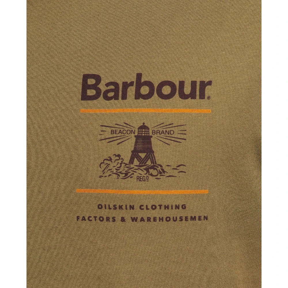 Barbour Khaki Oversized Casual T-Shirt Green Heren