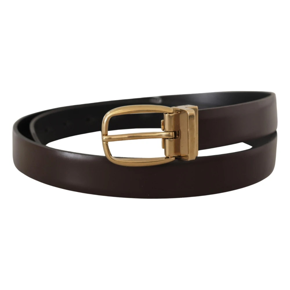 Dolce & Gabbana Elegante donkerbruine leren riem Brown Heren