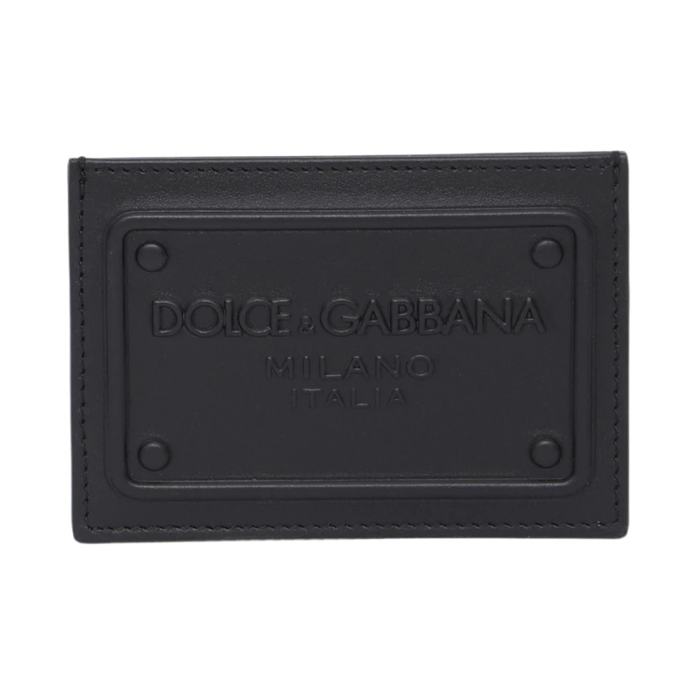 Dolce & Gabbana Zwarte Leren Kaarthouder voor Heren Black Heren