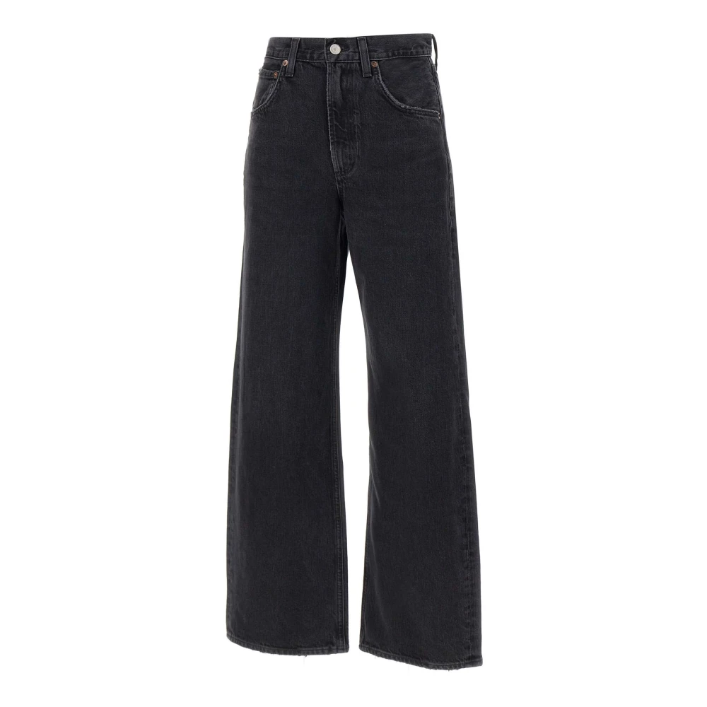 Agolde Zwarte Low Curve Wide Leg Jeans Black Dames