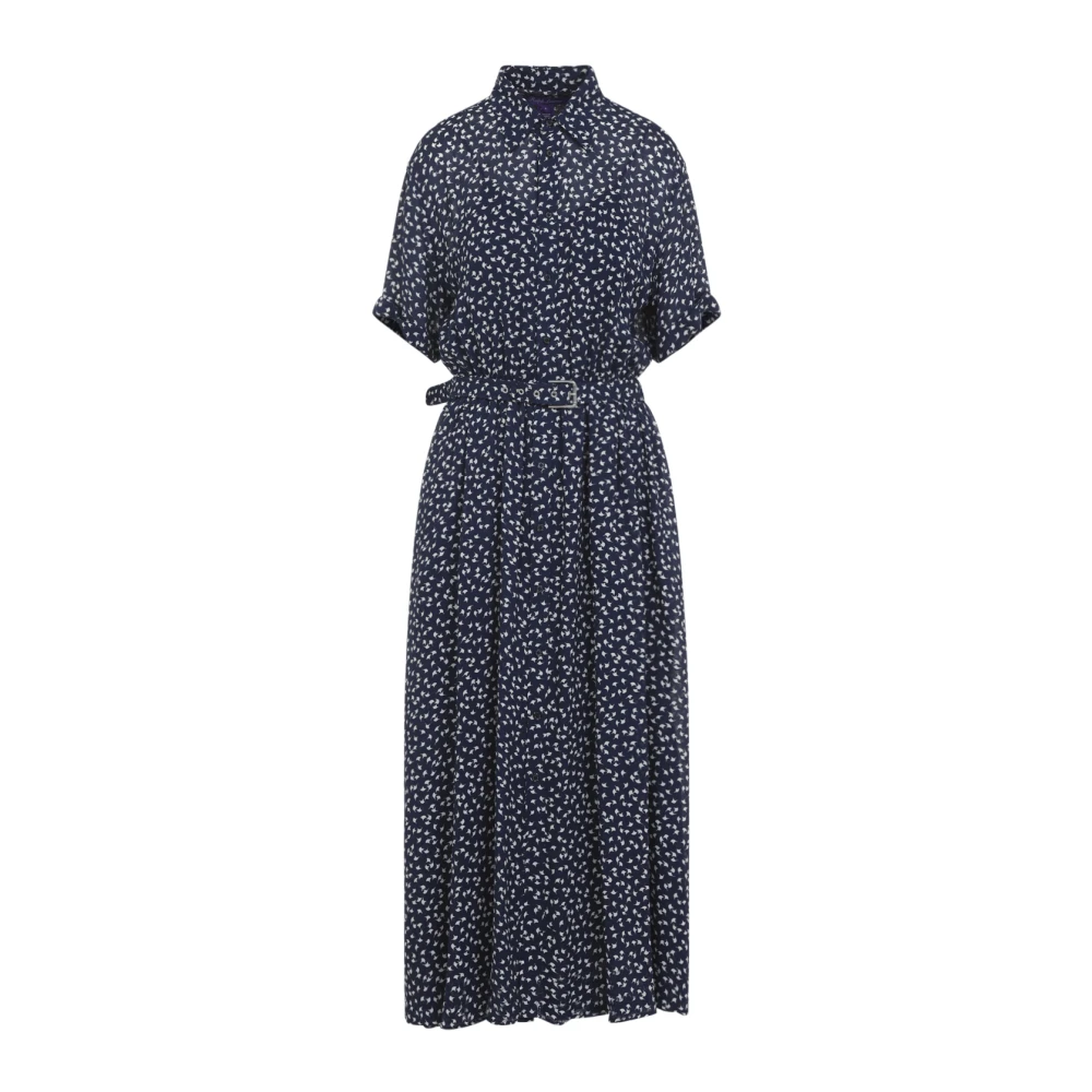 Ralph Lauren Women's Blue Belted Striped Cotton Shirtdress