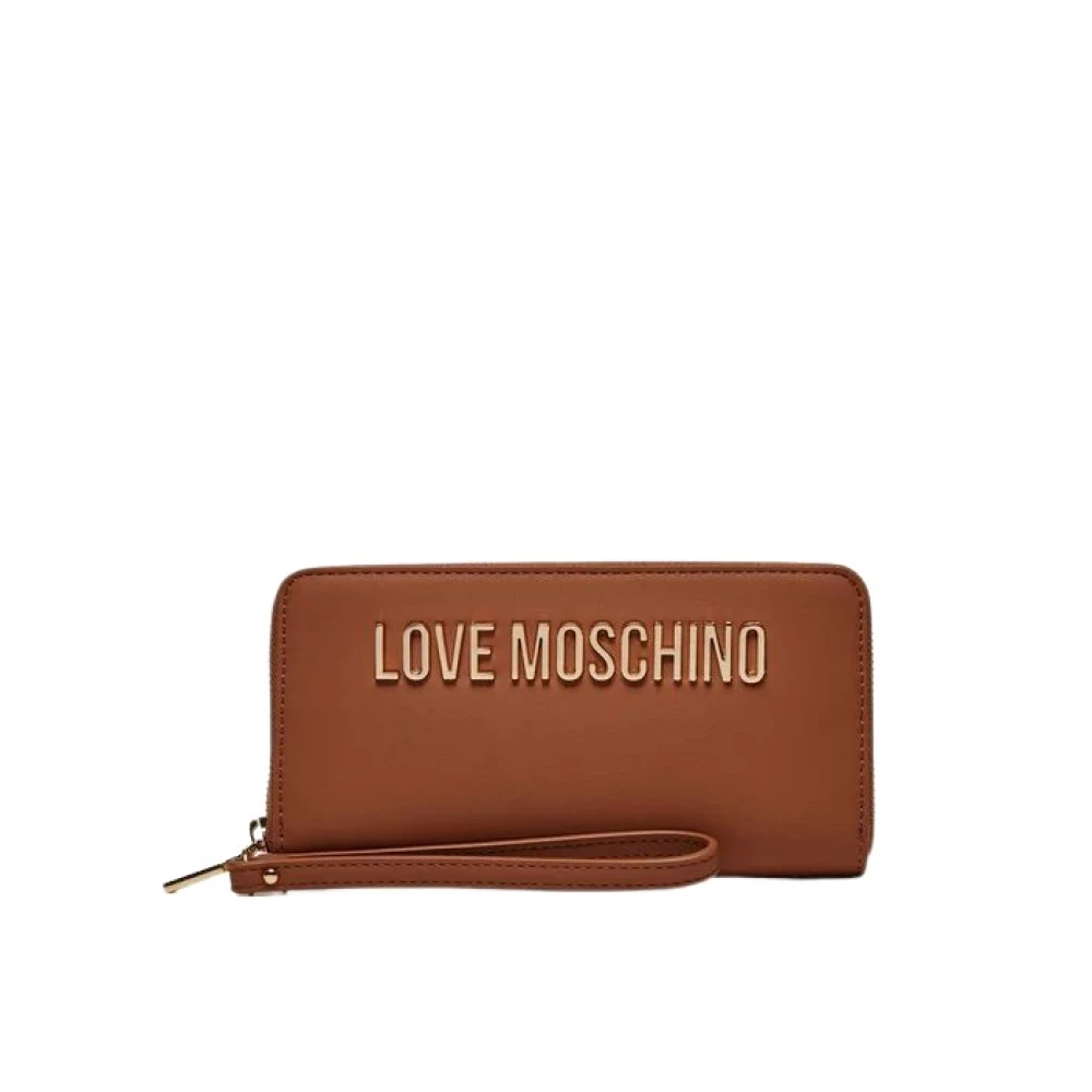 Love Moschino Bruine Portemonnee met Metalen Logo Brown Dames