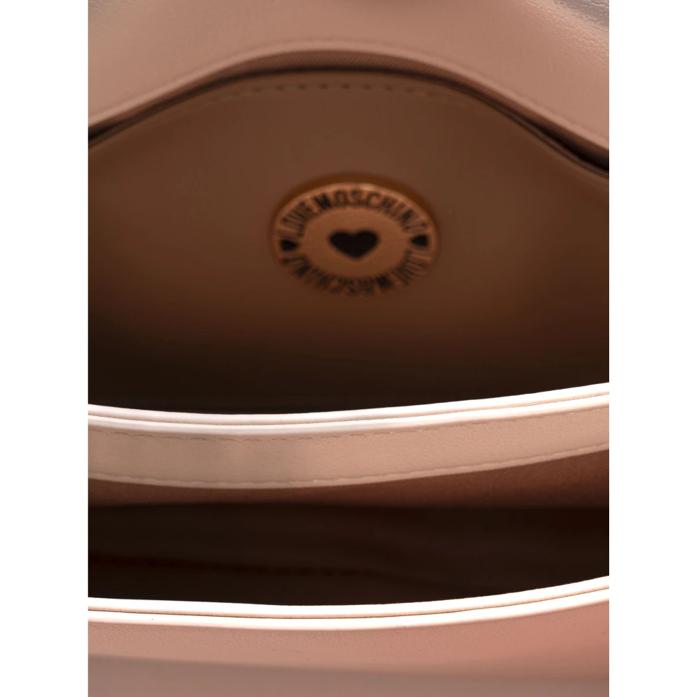 Love Moschino Schoudertas met Metalen Ketting en Zakken Beige Dames