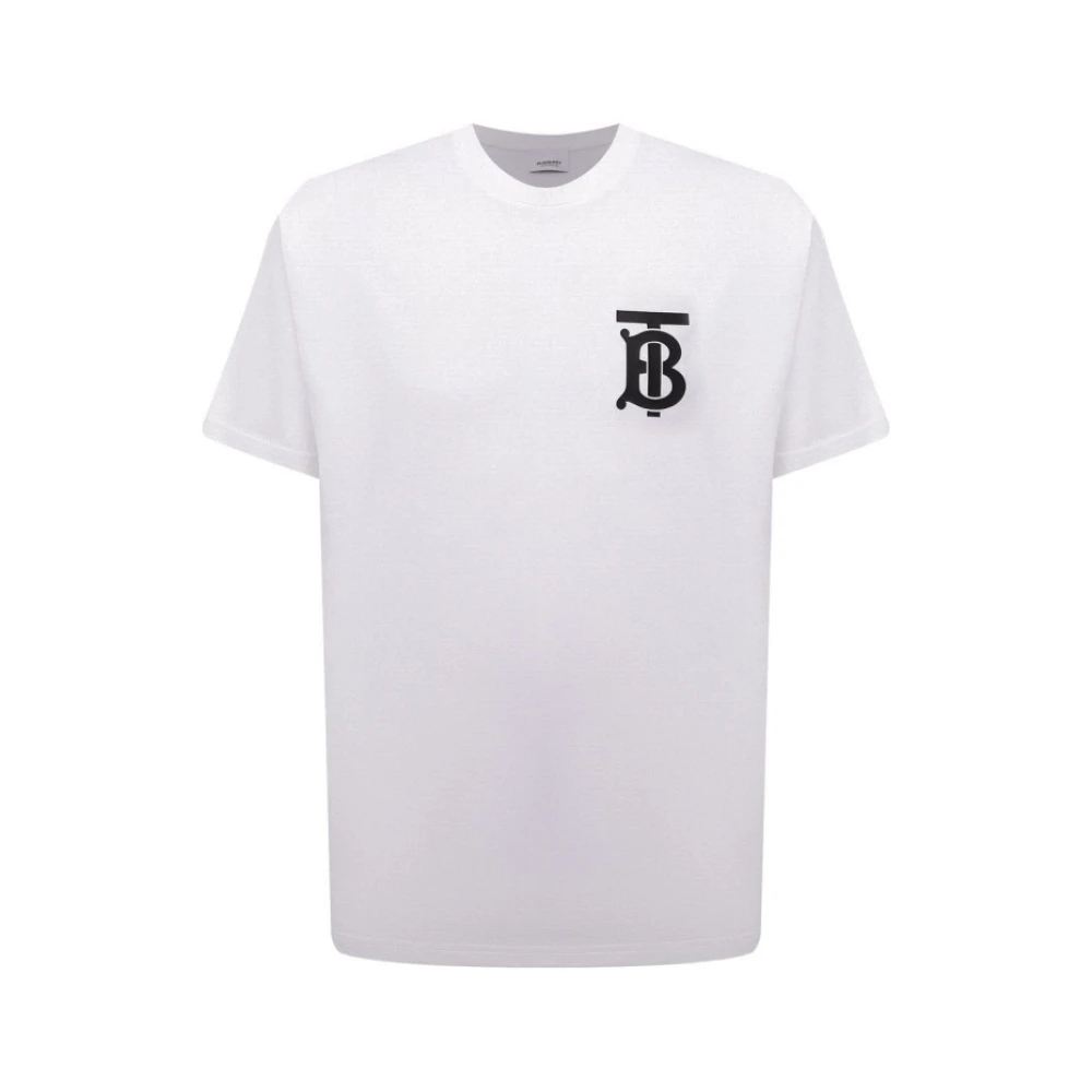 Burberry Wit Katoenen T-Shirt met Bedrukt Logo White Heren