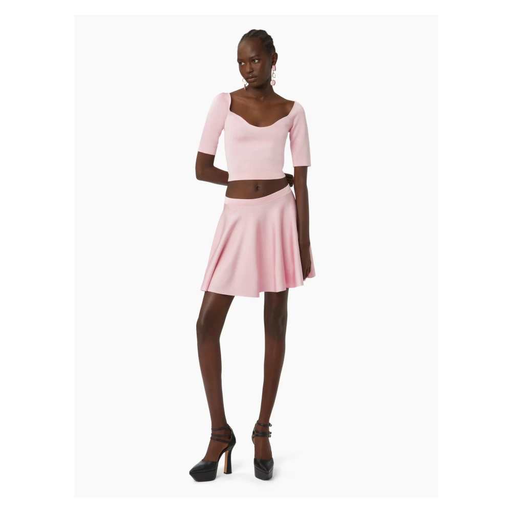 Nina Ricci Roze Katoenen Flared Mini Rok Pink Dames