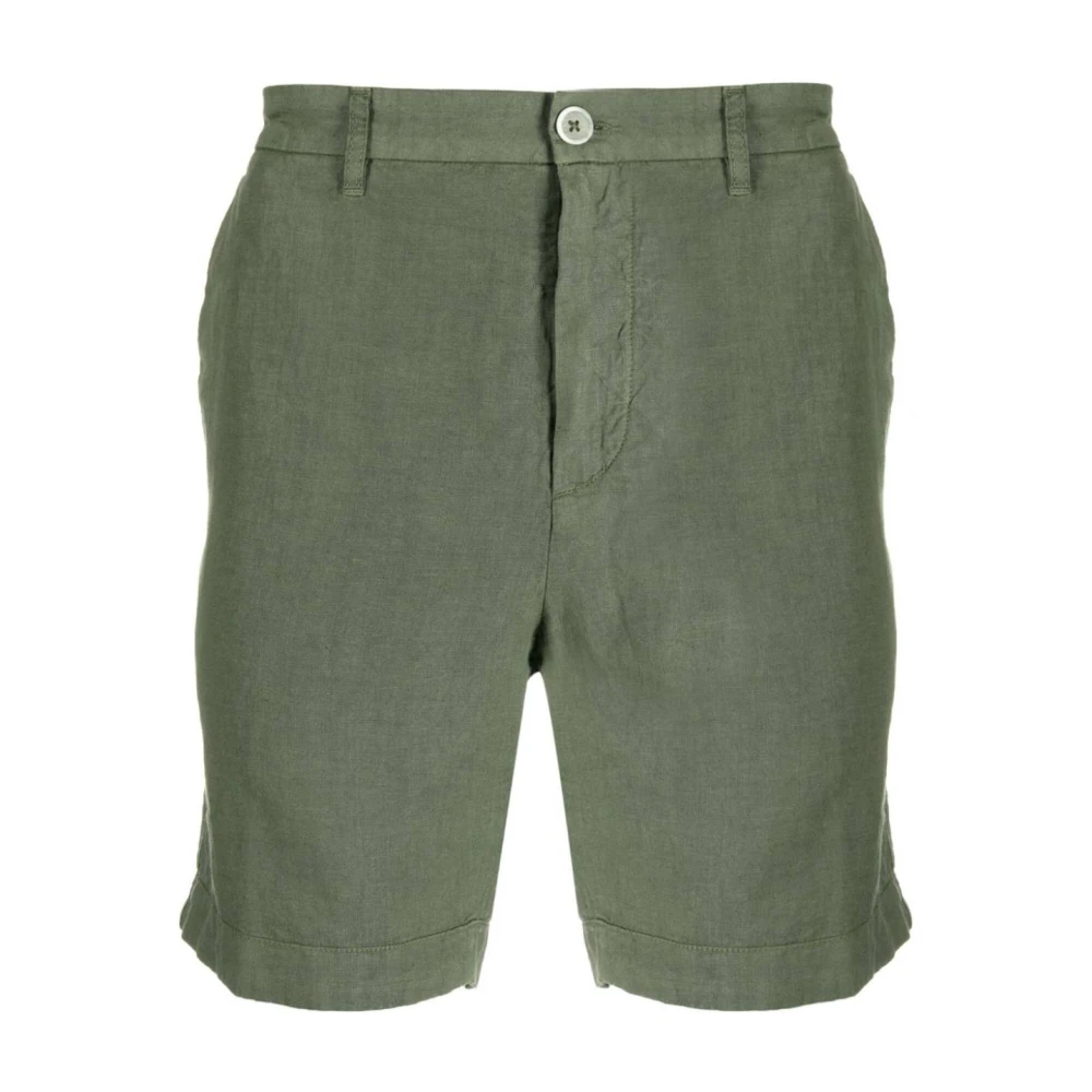 120% lino Heren Linnen Slim Fit Bermuda Shorts Green Heren