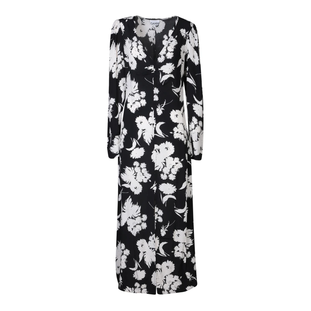 Ganni Zwarte Jurk Elegante Stijl Black Dames