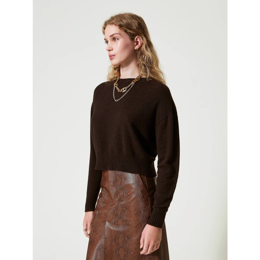 Twinset Zachte Eco-Cashmere Trui Koffie Chocolade Brown Dames