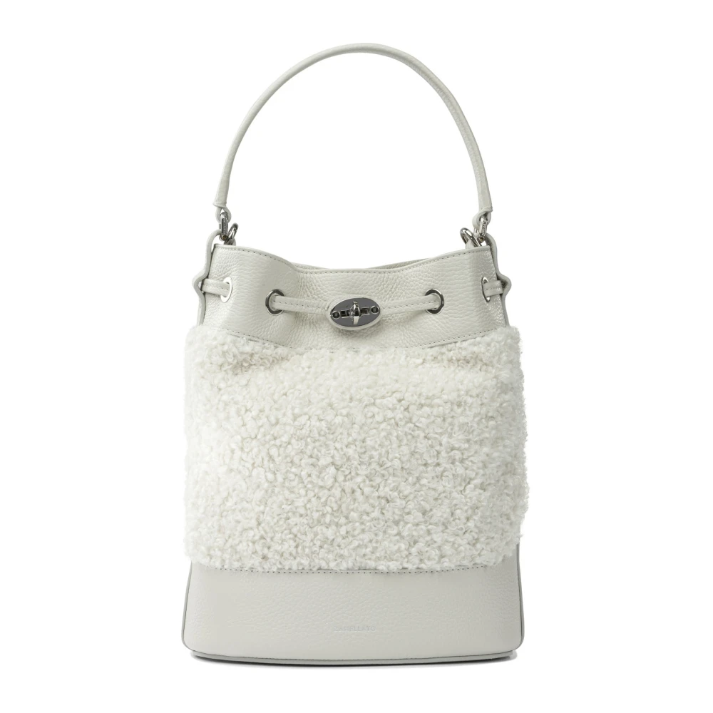Zanellato Women's White Bucket Bags, One Size, Handbag With Wool-Effect Weave