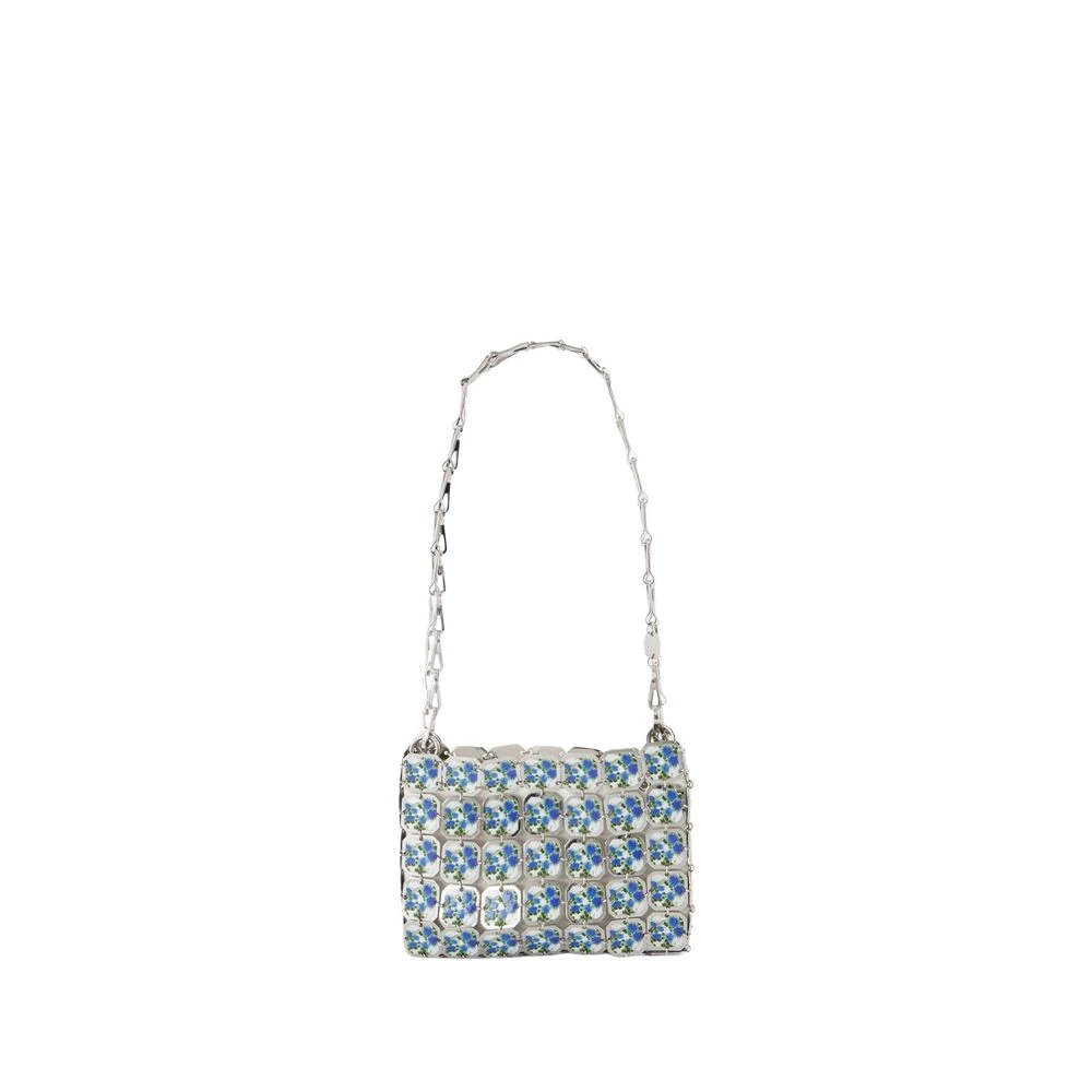 Paco Rabanne Metalen Portemonnee met Zilveren Bloemen Gray Dames