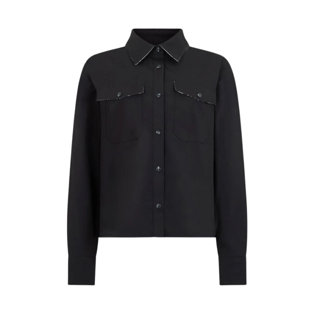 Roberto Cavalli Black Shirt With Contrast Stitching - Female - Shirts - L - Blouses & Shirts