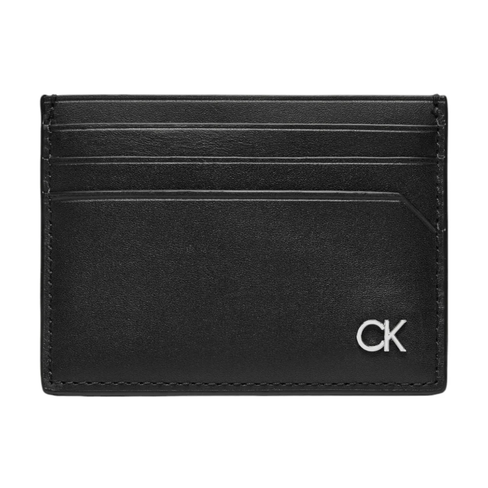 Calvin Klein Zwarte Leren Bi-Fold Portemonnee Black Heren