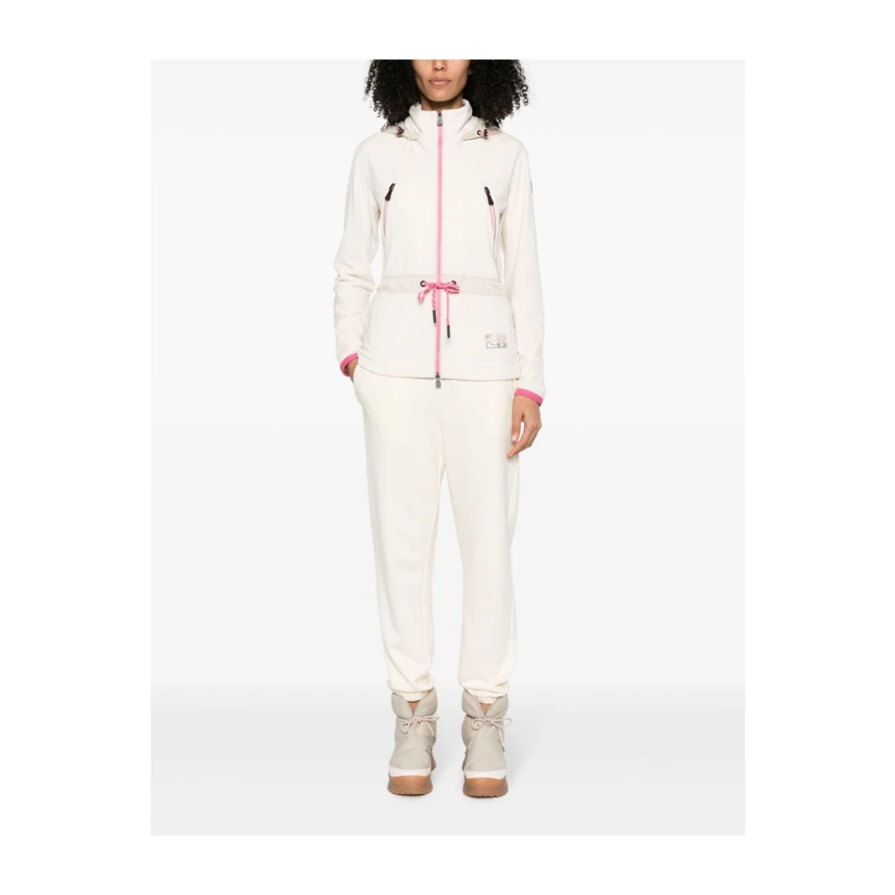 Moncler Velour Fleece Zip-Up Sweatshirt met regenkleding details Beige Dames