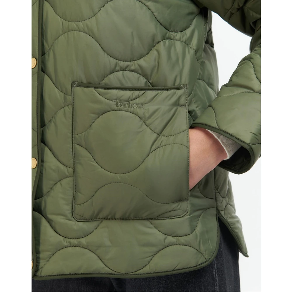 Barbour Gewatteerde olijfjack met logo Green Dames