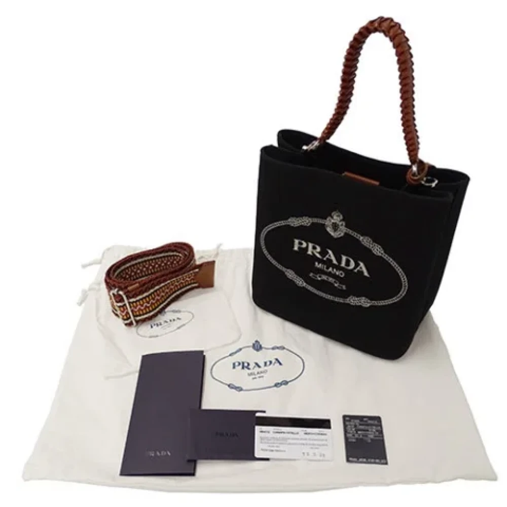 Prada Vintage Pre-owned Canvas shoulder-bags Black Dames