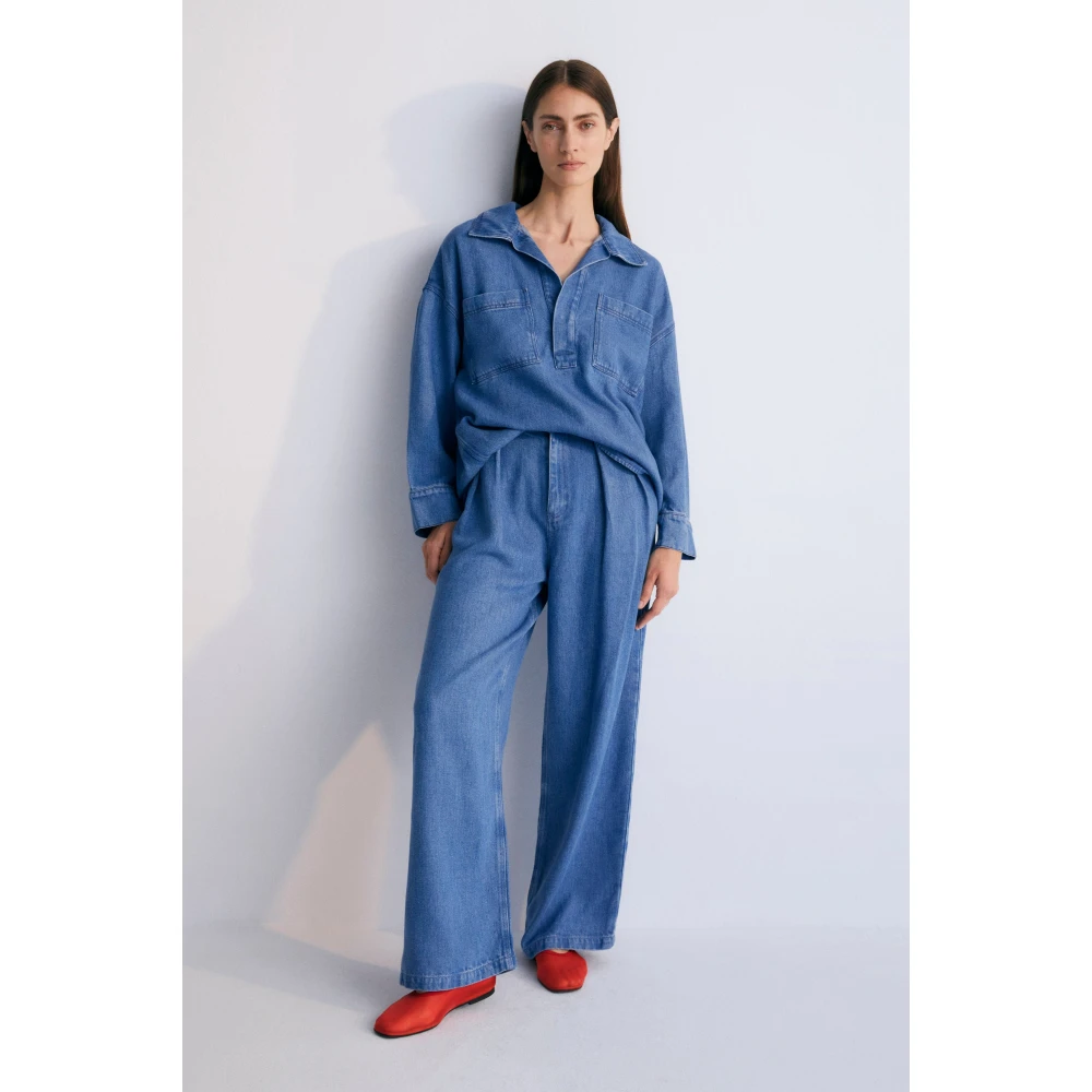 The New Society Micenas Vrouw Shirt Mid Blue Denim Blue Dames