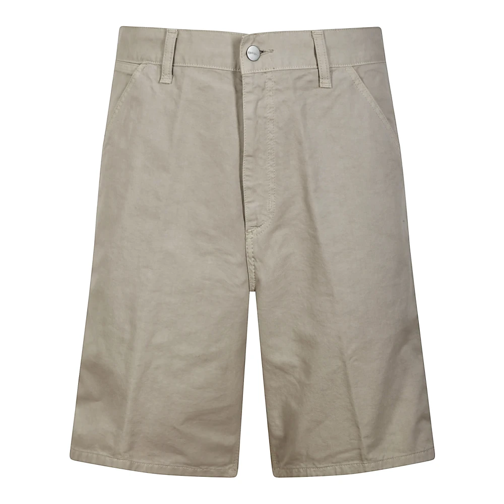Carhartt Wip Men's Beige Black Cotton Bermuda Shorts With Pockets - Casual Shorts - W28 - Shorts