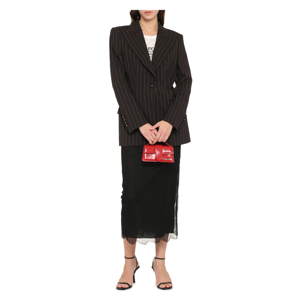 Dolce & Gabbana Pinstripe Blazer met Luipaardprint Voering Brown Dames