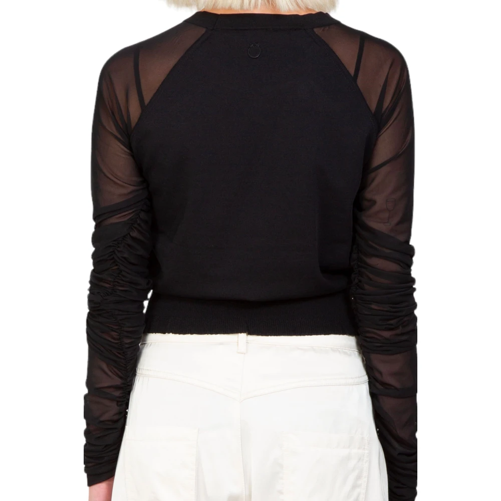 pinko Tulle Sleeves Sweater in Z99 Black Dames