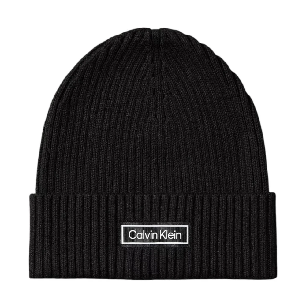 Calvin Klein Men's Black Chunky Rib Cotton Beanie