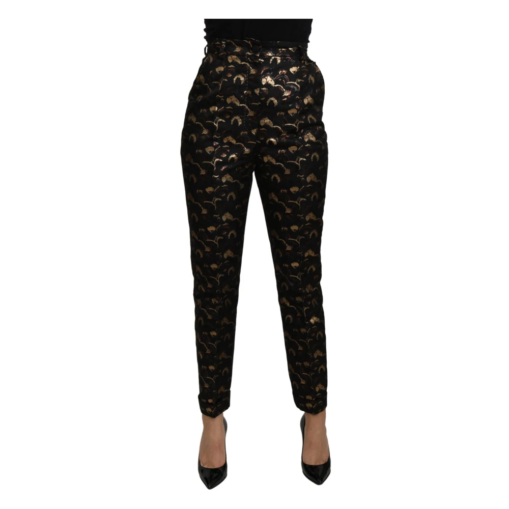 Dolce & Gabbana Women's Black/Gold Brocade High Waist Pants