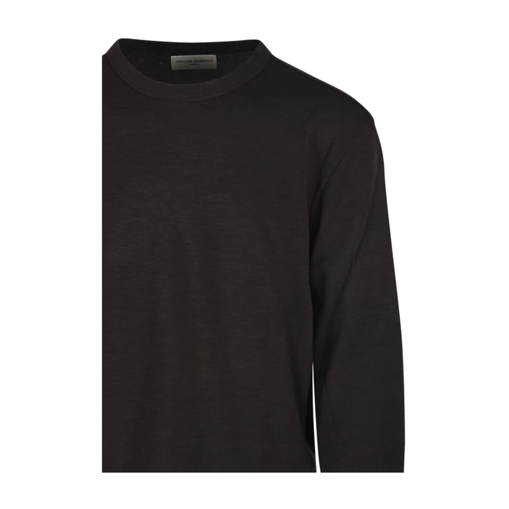 Officine Générale Donkere Koffie Longsleeve T-Shirt Brown Heren