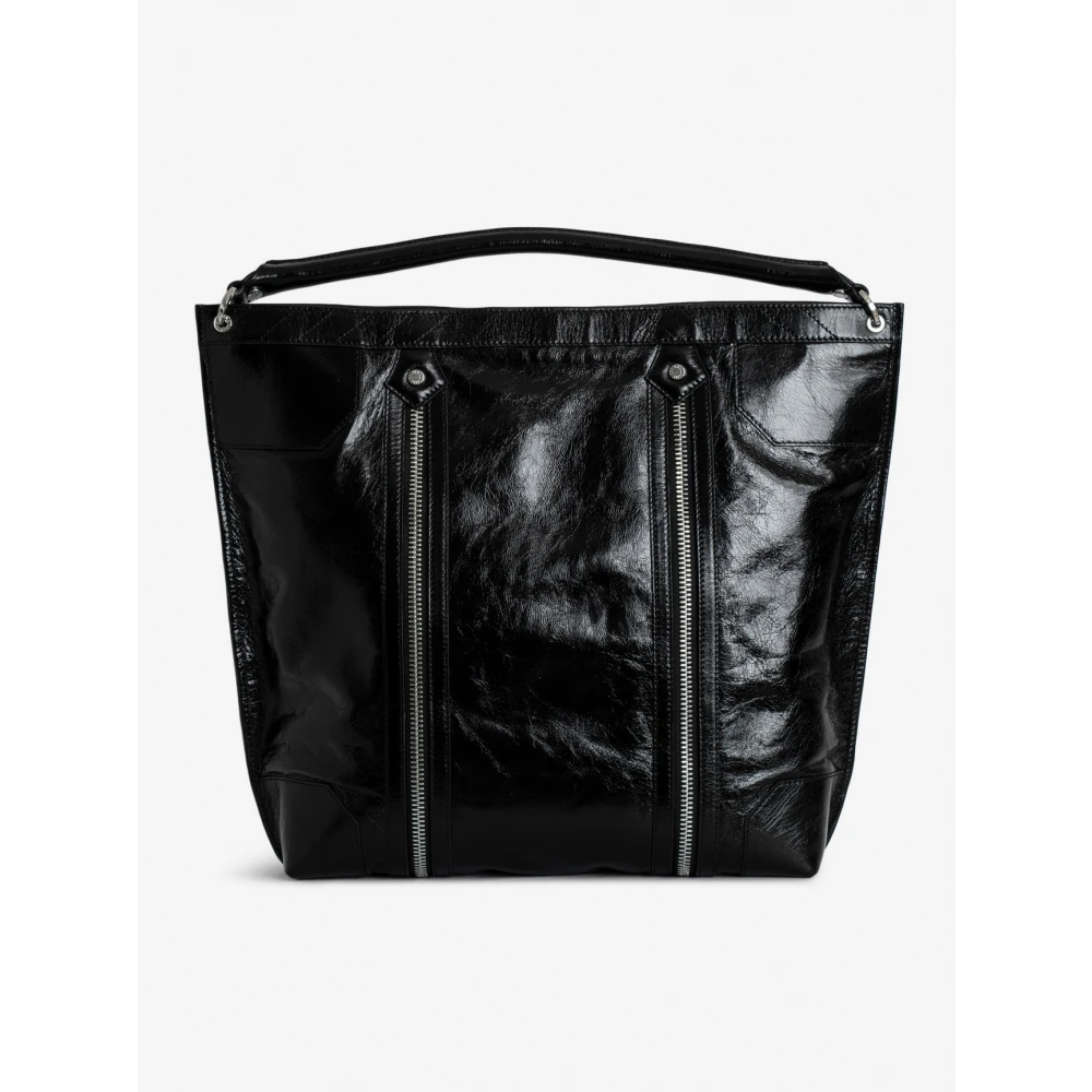 Zadig & Voltaire Zwarte leren hobo tas met vintage effect Black Dames