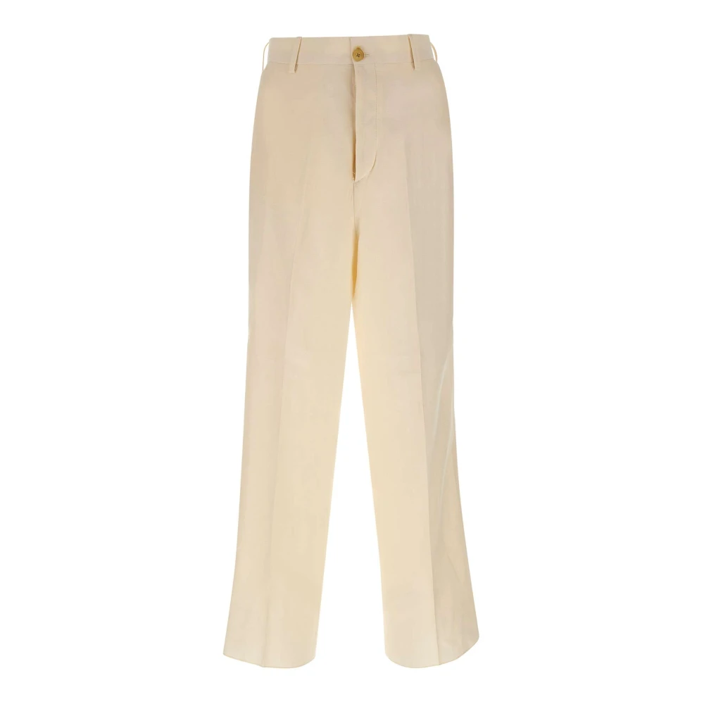 Laneus Men's White Straight Trousers - Straight Trousers - L - Trousers