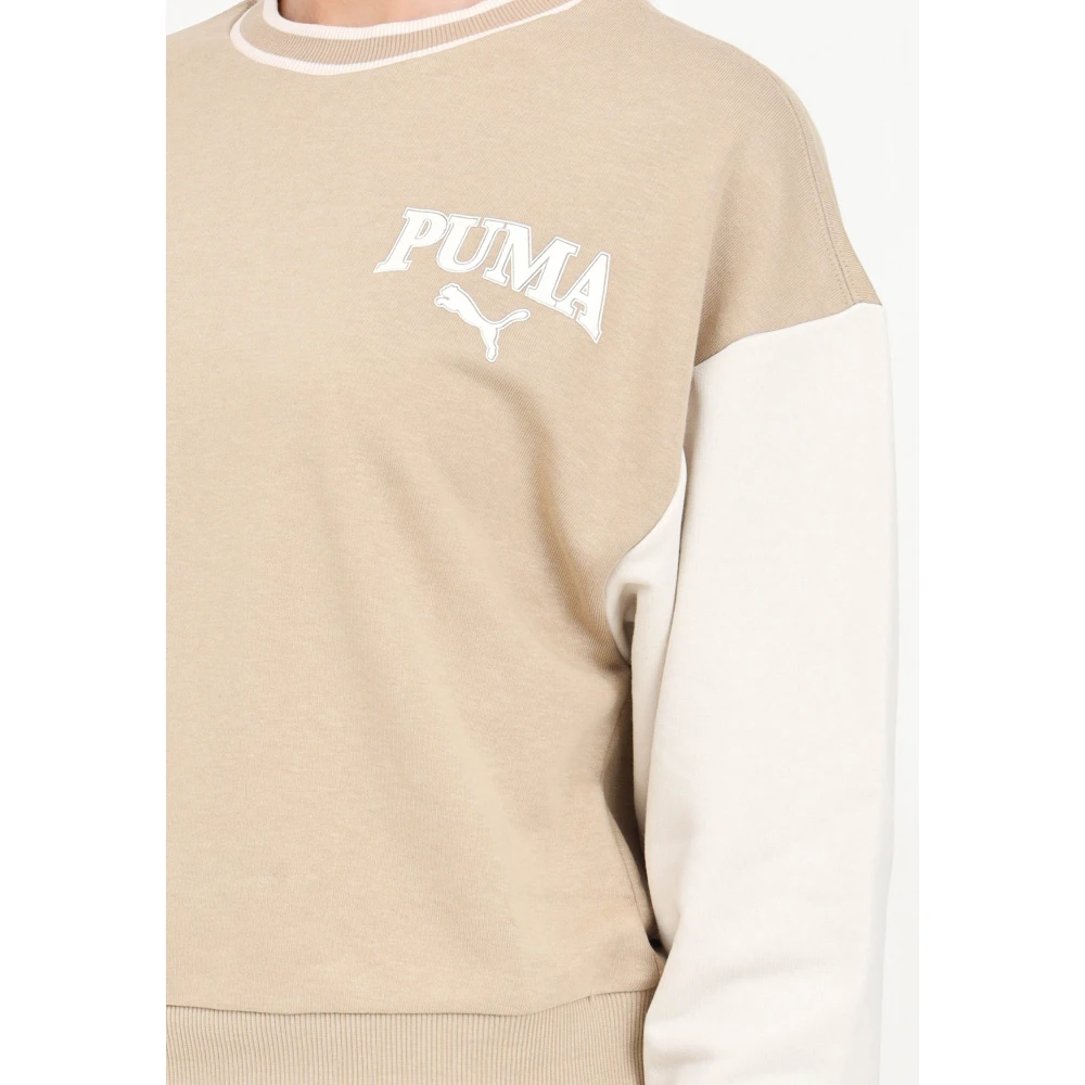 Puma Beige Logo Print Sweatshirt Beige Dames