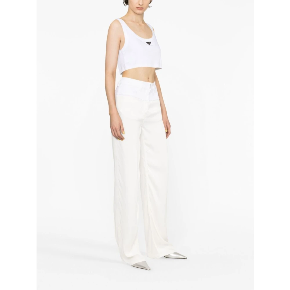 Givenchy Witte Oversized Denim Jeans met Satijnen Effect White Dames