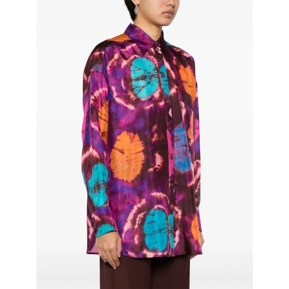 Zimmermann Paarse tie-dye zijden overhemd Multicolor Dames
