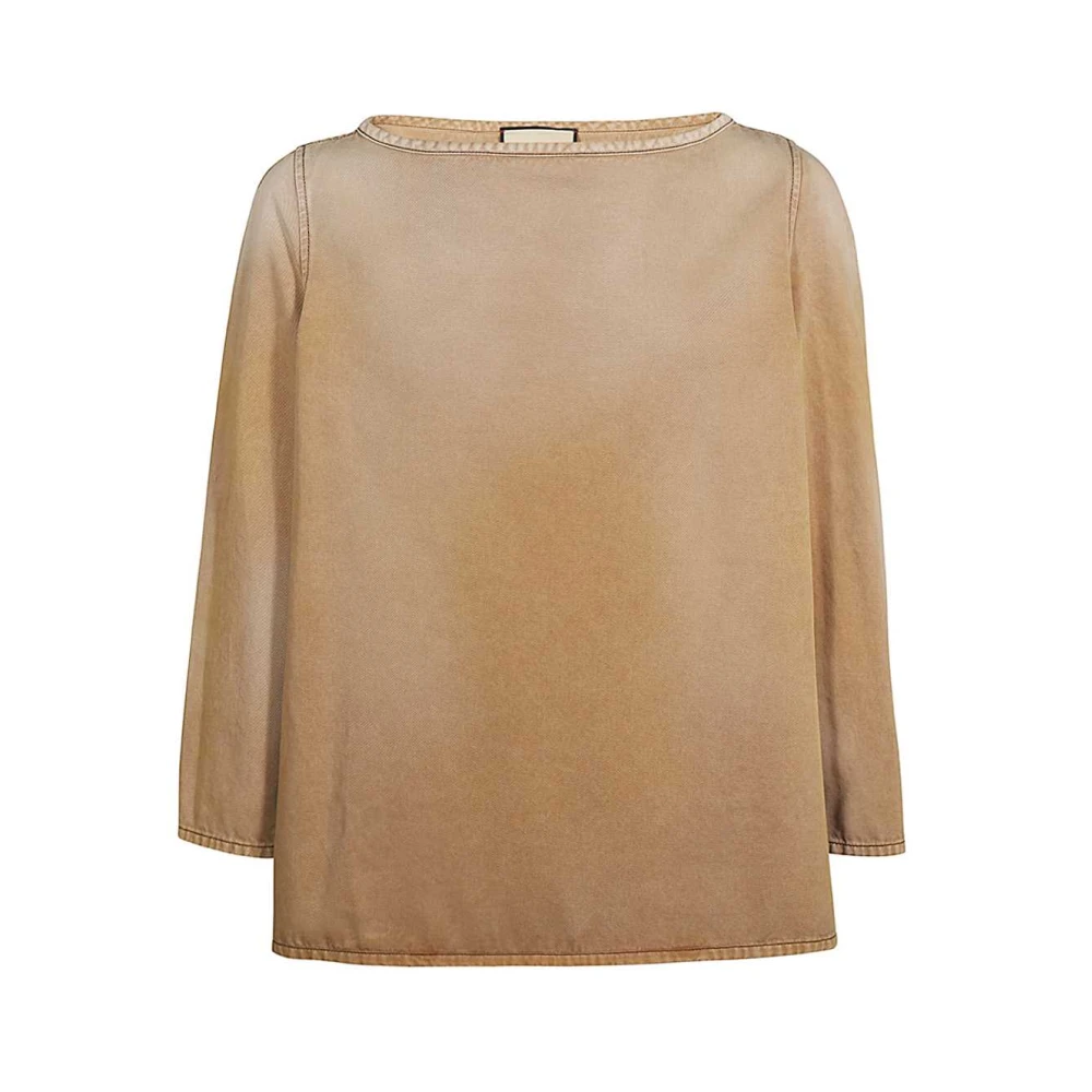 Gucci Katoenen T-shirt met Maxi Borduursel Beige Heren
