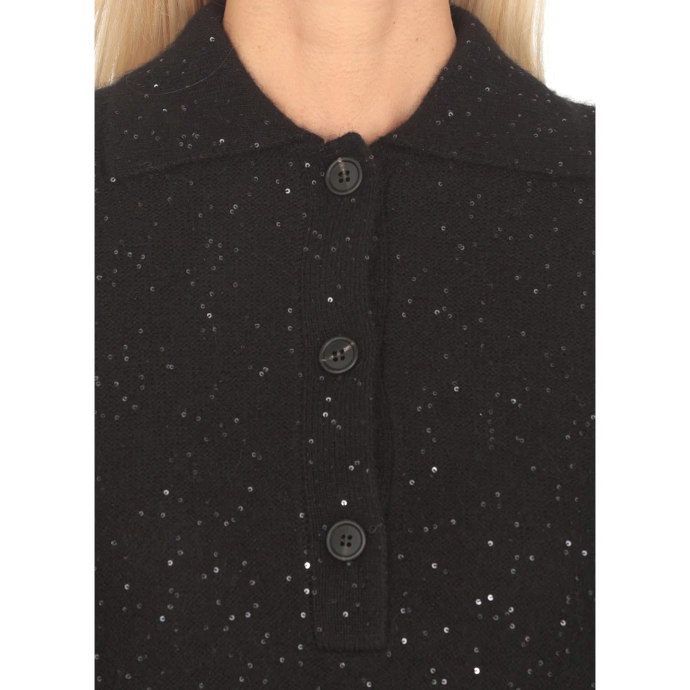 Fabiana Filippi Zwarte wollen trui met pailletten Black Dames