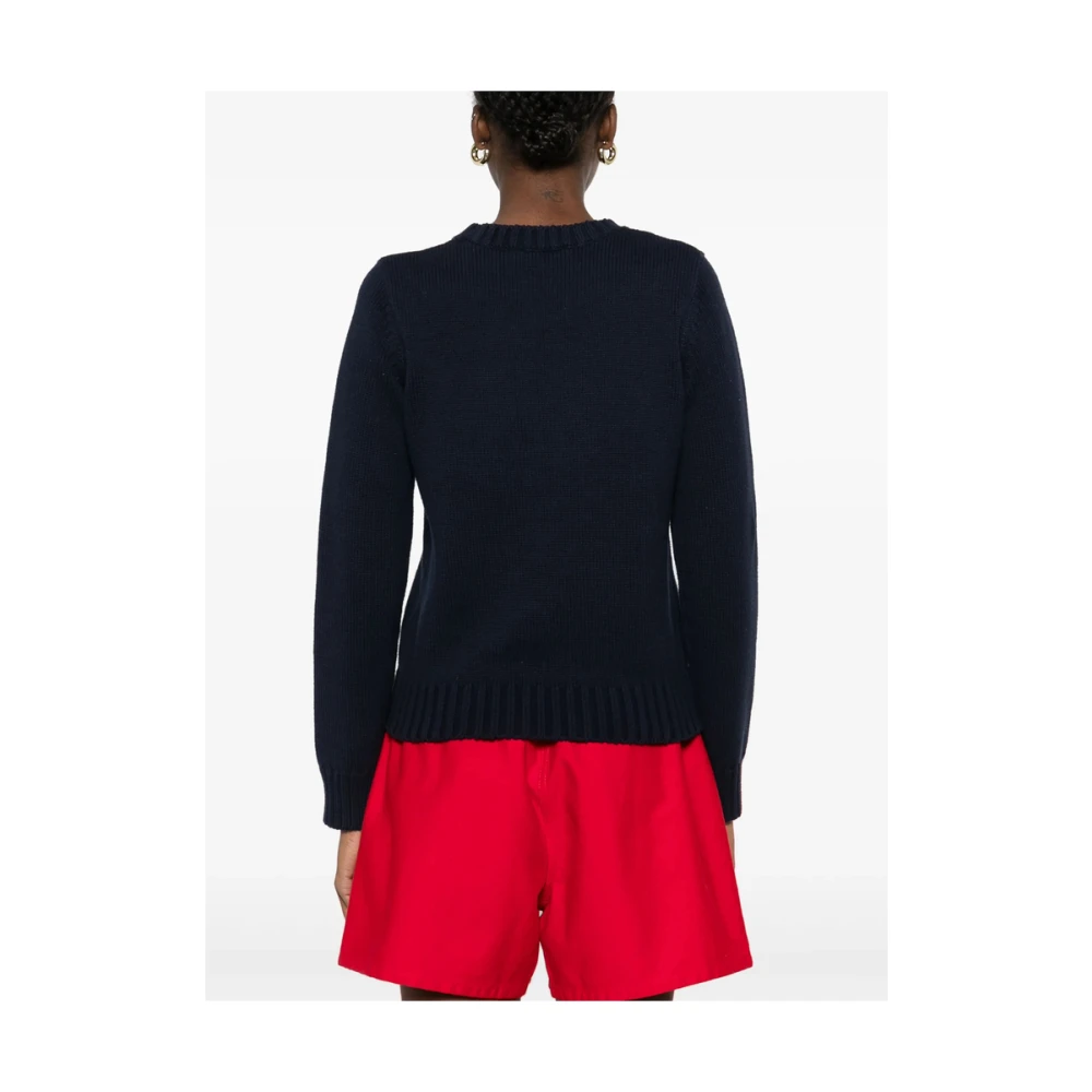Sporty & Rich Navy Blue Crew Neck Sweater Blue Dames