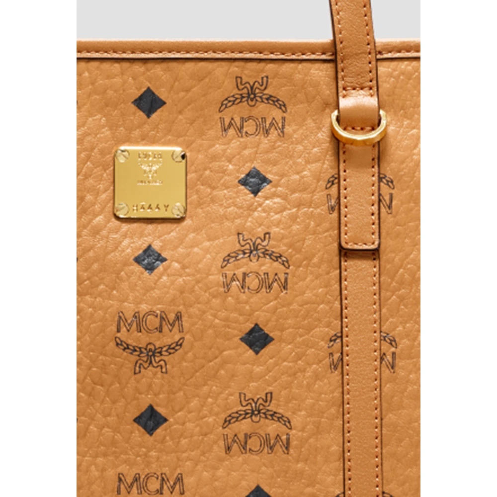 MCM Toni Shopper met rits in Visetos Brown Dames