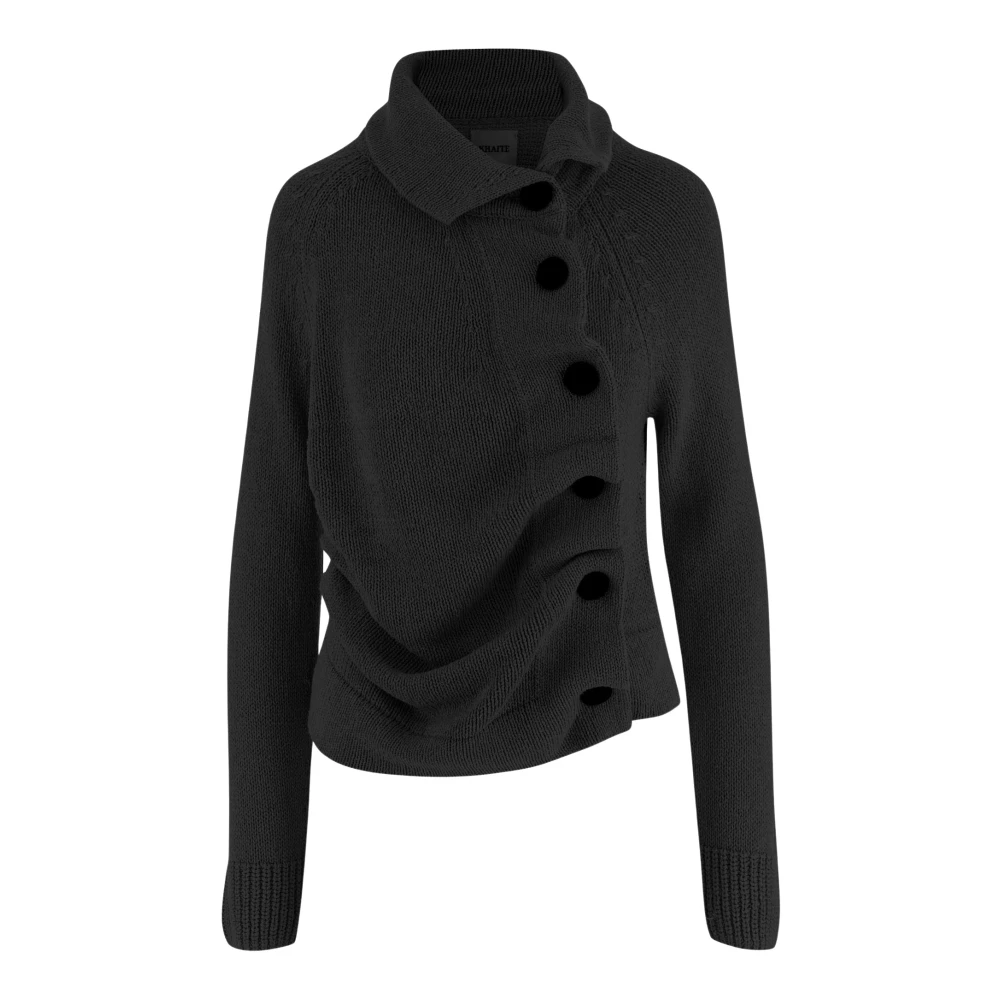 Khaite Women's Black Silk And Cotton Knit With Asymmetrical Buttoning - Cardigans - M - Knitwear