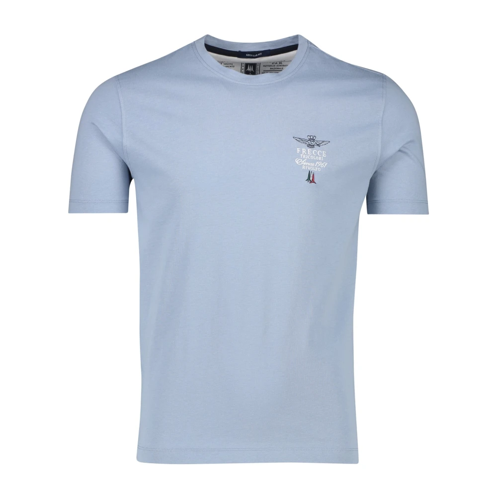 Aeronautica militare Lichtblauw Ronde Hals T-shirt Blue Heren