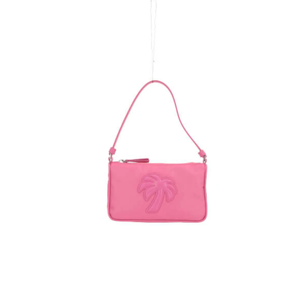 Palm Angels Roze Nylon Handtas met Leren Palm Tree Patch Pink Dames
