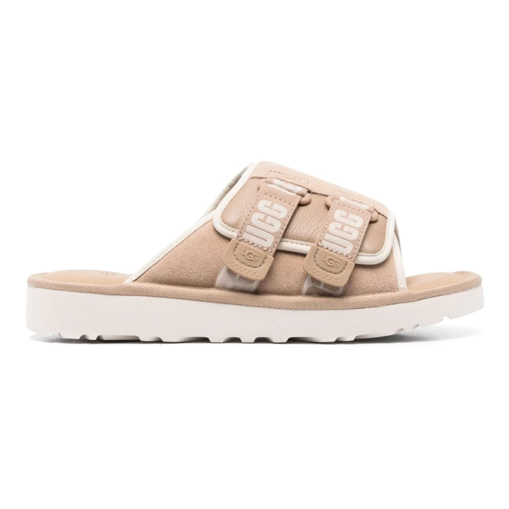 Ugg Men's Beige Suede Sandals With Velcro Closure