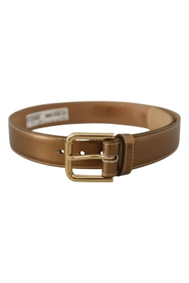 Calf Leather Gold Logo Waist Buckle Belt