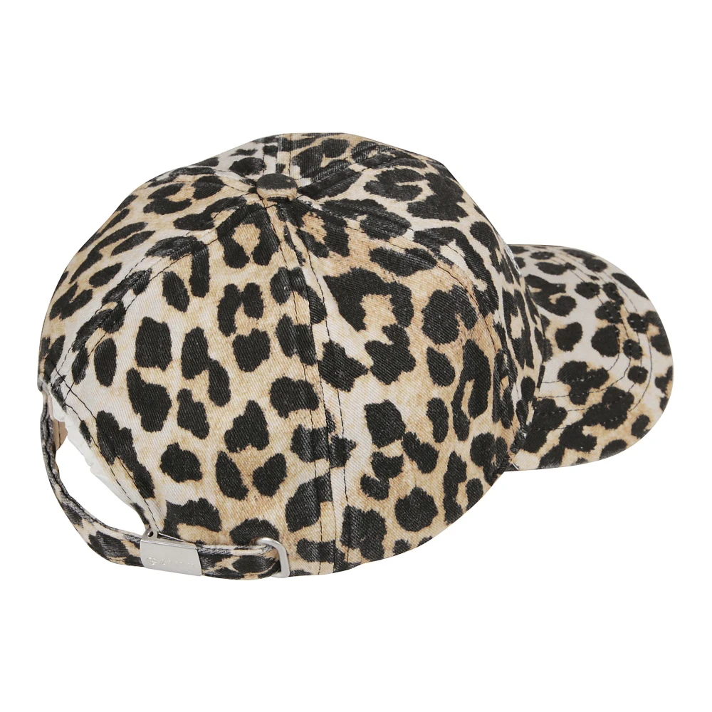 Ganni Leopard Print Baseball Cap Multicolor Dames