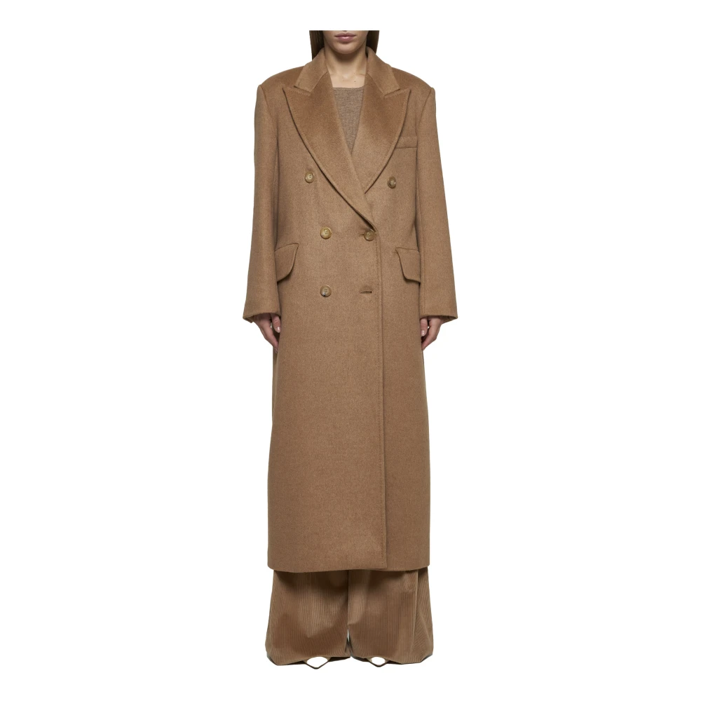 Max Mara Fungo Kamelenjas met Peak Revers Brown Dames
