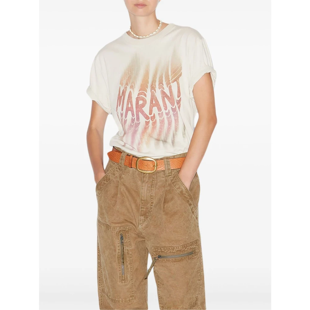 Isabel marant Witte Bedrukte T-shirt Beige Dames