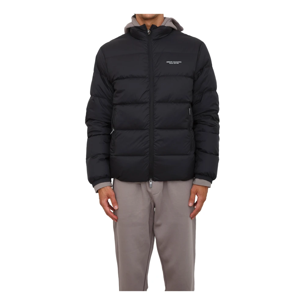 Armani Exchange Uomo Nero Giacca Piumino Nera Design Elegante