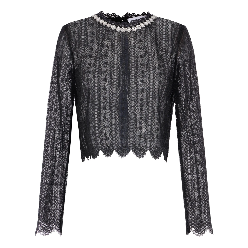 Self Portrait Women's Black Organza Lace Top - Blouses - S - Blouses & Shirts