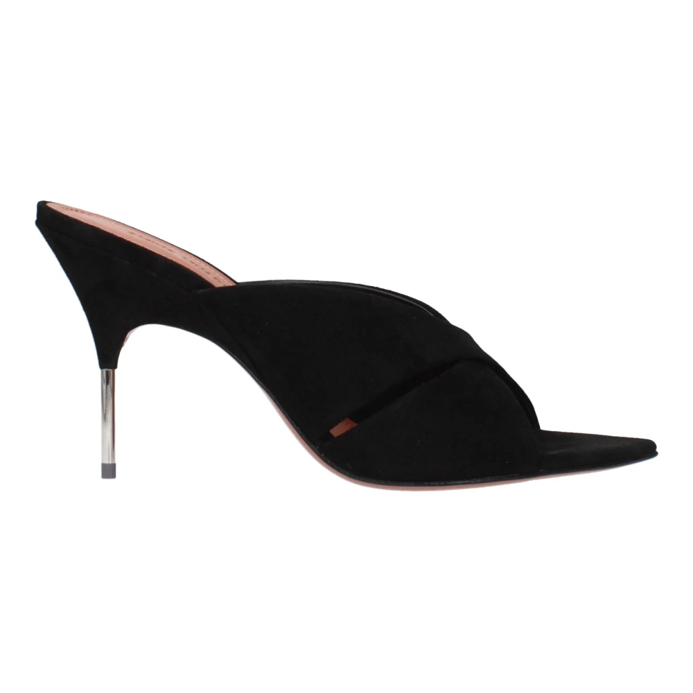 Amina Muaddi Donna Nero Sandali Con Tacco A Spillo In Pelle Nera