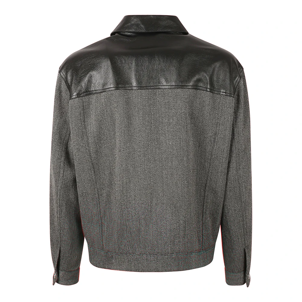 Versace Leren en wollen jassen Black Heren