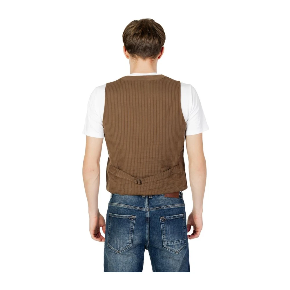 Gianni Lupo Katoenmix Suit Vest Herfst Winter Collectie Brown Heren