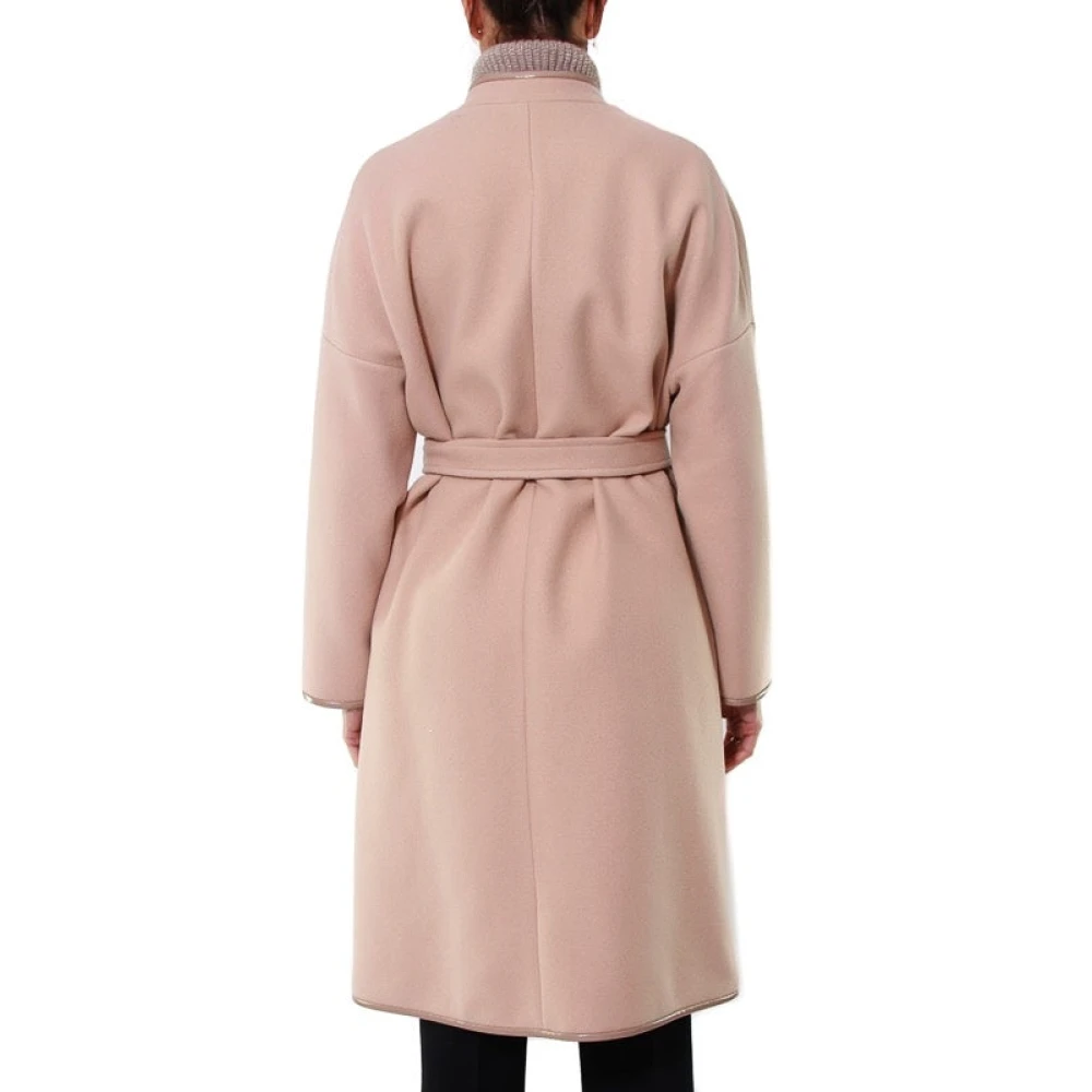 pinko Oversized wollen jas met details van imitatieleer Pink Dames
