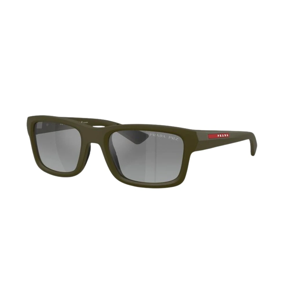 Prada Men's 0PS B10S Rectangle Sunglasses - Green/Grey - Image 3